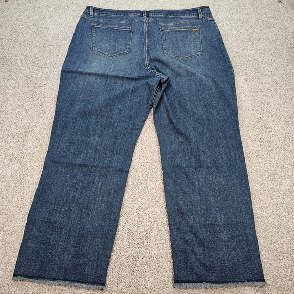 New Susan Graver Jeans Women's Size 22W Girlfriend Blue Denim Frayed‎ Hem - Picture 2 of 7